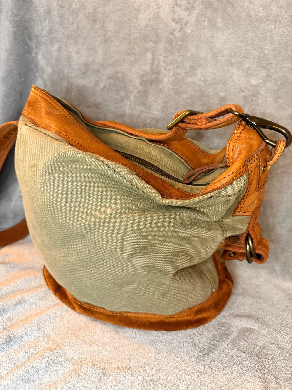 Lucky Brand Canvas Messenger Bag with Leather Trim - Picture 6 of 9